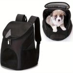 Breathable Dog Carrier Backpack with Ventilation Mesh - Airline Approved Pet Travel Backpack, Heavy-Duty Bottom, Cushioned Back Support & Top Opening Door for Small Dogs, Cats, Puppies - Hiking, Camping, Vet Visits - Black, Sturdy Construction