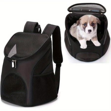 Breathable Dog Carrier Backpack with Ventilation Mesh - Airline Approved Pet Travel Backpack, Heavy-Duty Bottom, Cushioned Back Support & Top Opening Door for Small Dogs, Cats, Puppies - Hiking, Camping, Vet Visits - Black, Sturdy Construction